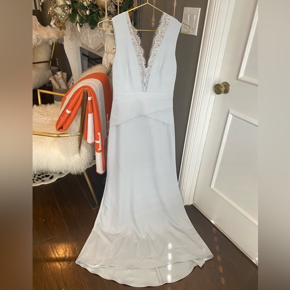 BCBG Light Blue V-Neck Long Dress